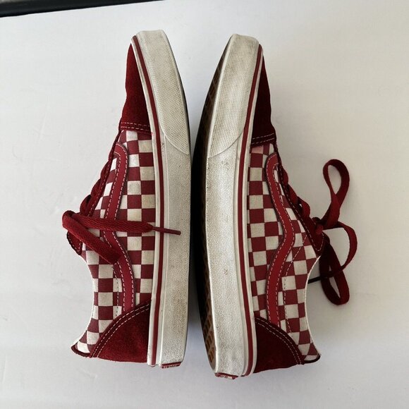 vans old skool red and white youth sz 5.5 lace up checkered - Picture 7 of 10